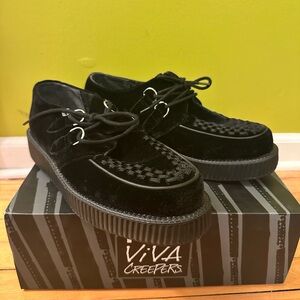 T.U.K Black Velvet Viva Creepers Men's Shoes